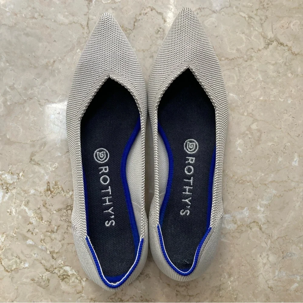 Rothy's The Point Flats in Flax Birdseye Grey, Size 8.5, EUC